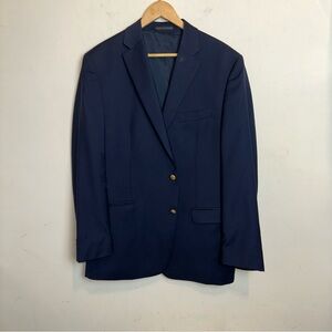 Lauren Ralph Lauren 100% Wool Men’s 43L Navy Blue Blazer Gold Tone Buttons Dad